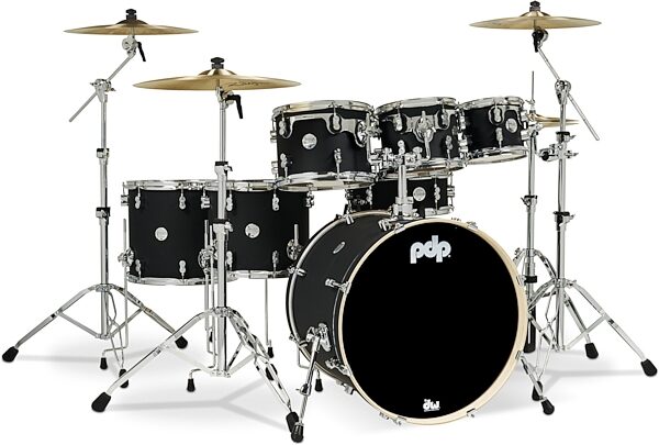 Pacific Drums Concept Maple Drum Shell Kit, 7-Piece, Satin Black, Action Position Back