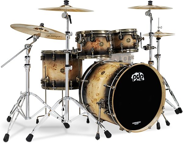 Pacific Drums PDLT2214 Concept Series LTD Exotic Drum Shell Kit, 4-Piece, Action Position Back