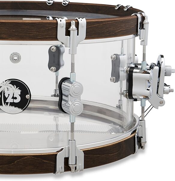 Pacific Drums 25th Anniversary Acrylic Snare Drum, Clear, 6.5x14 inch, Action Position Back