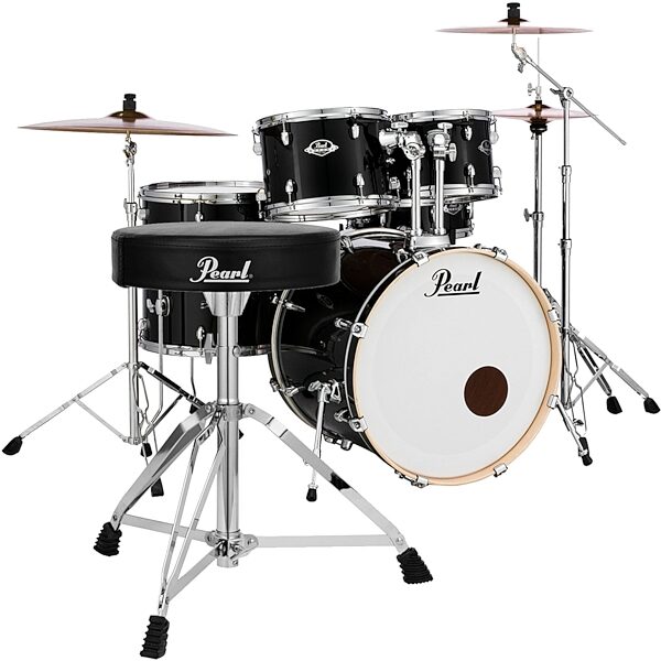 Pearl EX725SPC Export Drum Kit, 5-Piece, Jet Black, with D50 Lightweight Drum Throne, pack