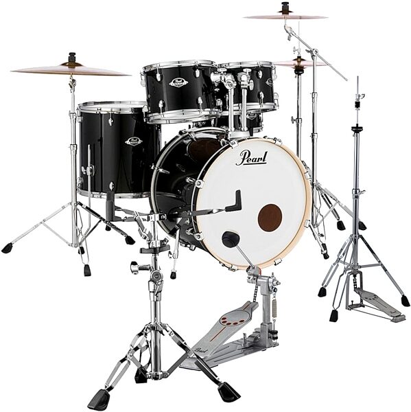 Pearl EX725SPC Export Drum Kit, 5-Piece, Jet Black, with Pedal and Stands, pack