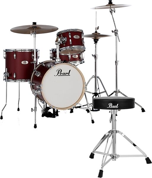 Pearl Midtown Portable Drums, 4-Piece, Matte Red, with D50, pack