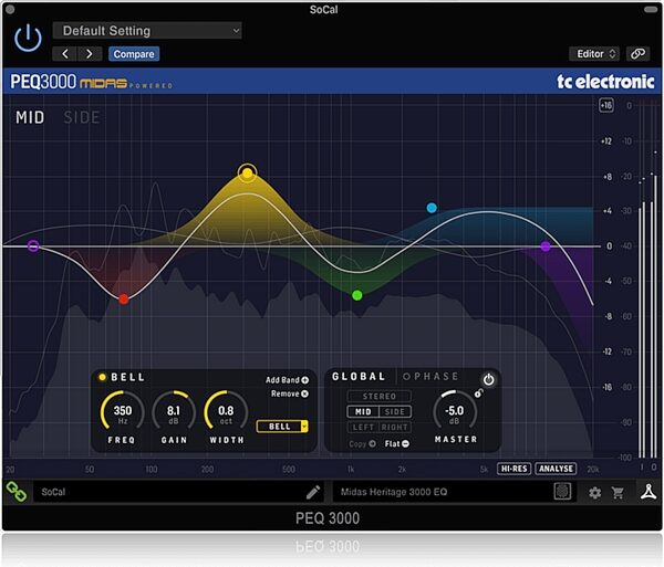 TC Electronic PEQ 3000-DT Parametric EQ Desktop Controller and Plug-in Software, Screenshot