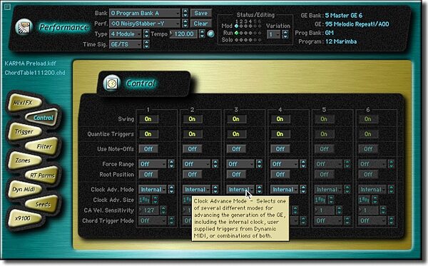 Korg KARMA 61-Key Music Workstation, Performance Screenshot