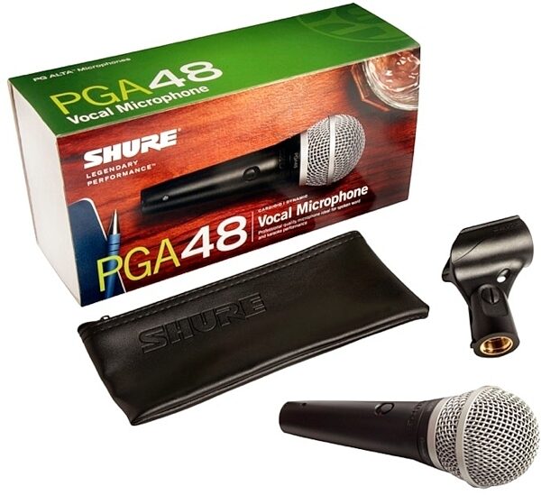 Shure PGA48 Dynamic Handheld Vocal Microphone, PGA48-XLR, with XLR Cable, Pack
