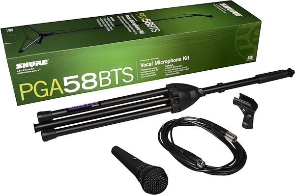 Shure PGA58 Dynamic Vocal Microphone, PGA58BTS, BTS Kit with Tripod Stand and XLR Cable, Detail Side