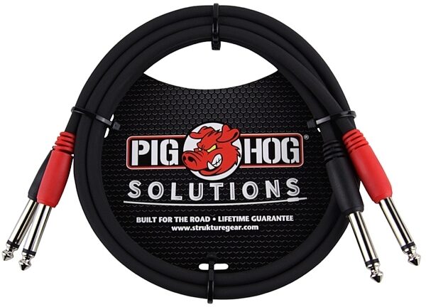 Pig Hog Dual 1/4" TS Cable, 3 foot, Main