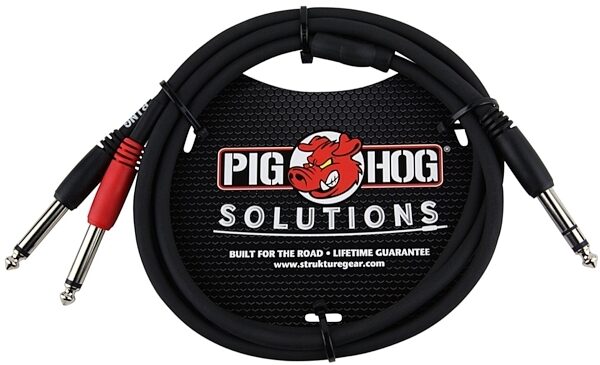 Pig Hog Dual TRS to 1/4" Insert Cable, 3 foot, Main