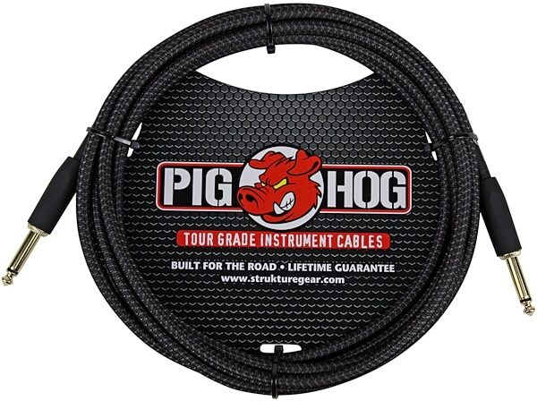 Pig Hog Vintage Series Instrument Cable, 1/4" Straight to 1/4" Straight, Black Woven, 10 foot, Main