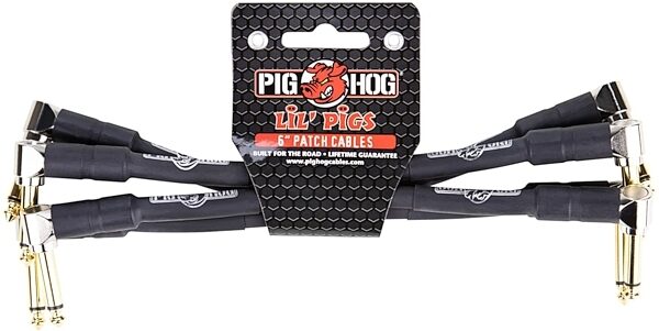 Pig Hog Lil Pigs Pedal Patch Cables, 3-Pack, Black, 6 inch, 4-Pack, Main