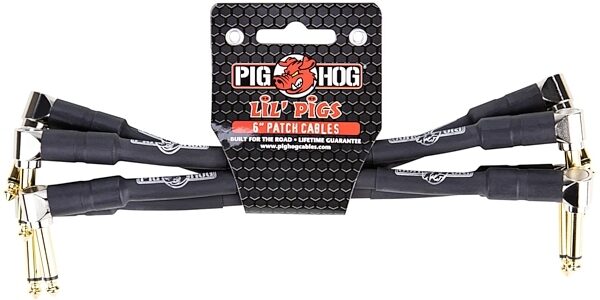Pig Hog Lil Pigs Pedal Patch Cables, 4-Pack, Black, 4-Pack, Main