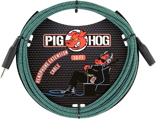 Pig Hog PHX 1/8" TRS Headphone Extension Cable, Tahitian Blue, 10 foot, Action Position Back