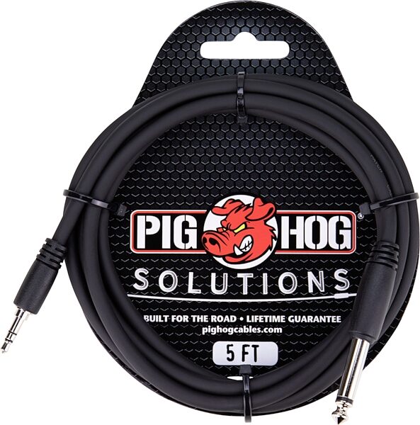 Pig Hog 1/4" TS (Male) to 3.5mm (Male) Adaptor Cable, 5 foot, Action Position Back
