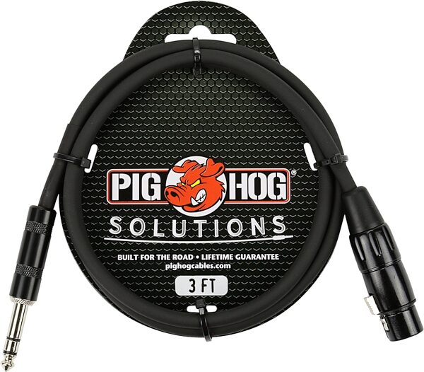 Pig Hog 1/4" TRS (Male) to XLR (Female) Cable, 3 foot, Action Position Back