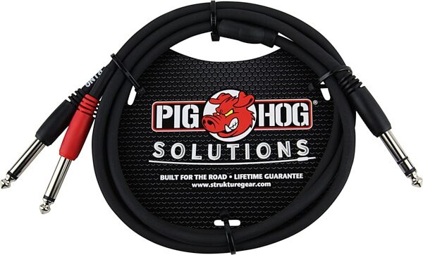 Pig Hog Dual TRS to 1/4" Insert Cable, 3 foot, Action Position Back