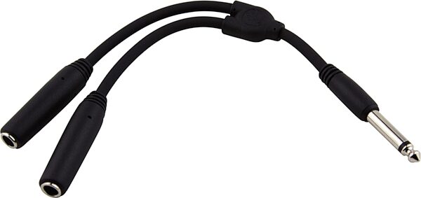 Pig Hog Mono 1/4" TS Female to Dual Mono 1/4" TS Male Y-Cable, 6 inch, Action Position Back