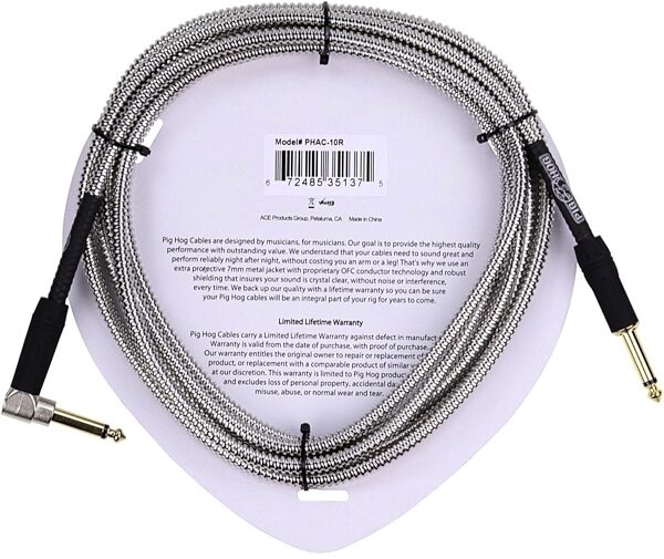 Pig Hog Armor Clad Right Angle Instrument Cable, 10 foot, Back