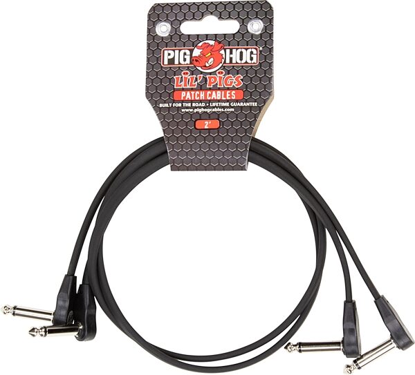 Pig Hog Lil Pigs Low Profile Patch Cables, Black, 2 foot, 2-Pack, Main