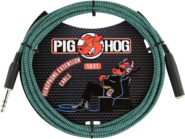 Pig Hog 1/4" Headphone Extension Cable, Tahitian Blue, 10 foot, Main