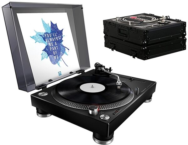 Pioneer DJ PLX-500 Direct-Drive Turntable with USB, Black, PLX-500-K, with Odyssey FZ1200BL Case, pioneer