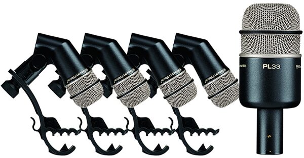 ElectroVoice PL DK5 5-Piece Drum Microphone Package, Mics and Clips