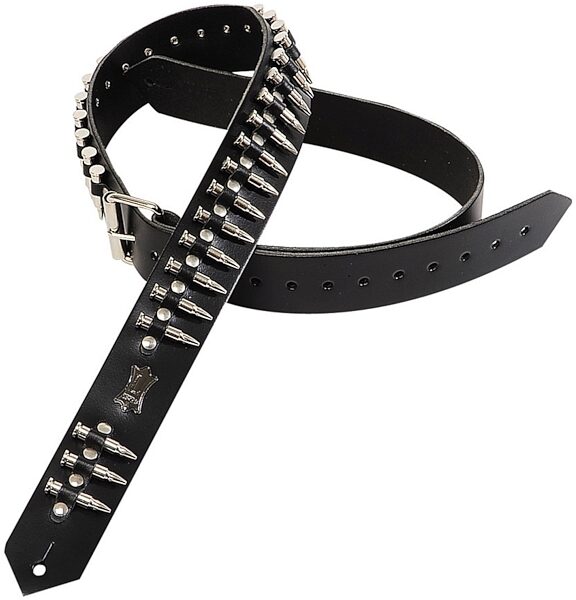 Levy's PM28-2B Leather Guitar Strap, Black Bullets, Main
