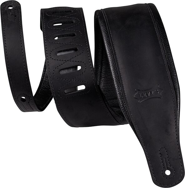 Levy's PM32BH Butter Leather Guitar Strap, Black, Action Position Back
