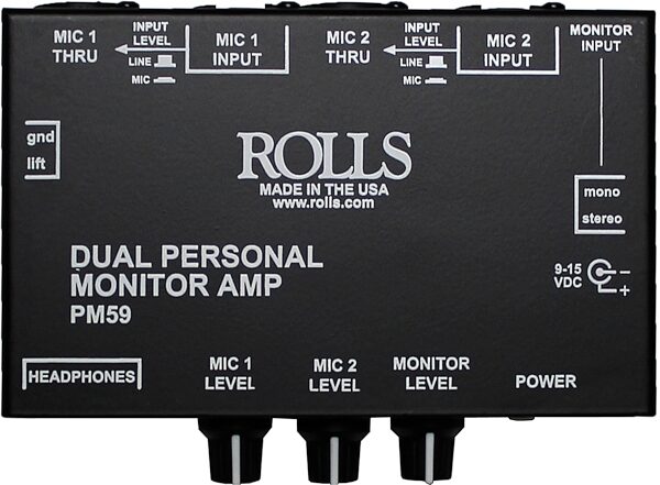 Rolls PM59 Dual Input Monitor Headphone Amp, New, Main