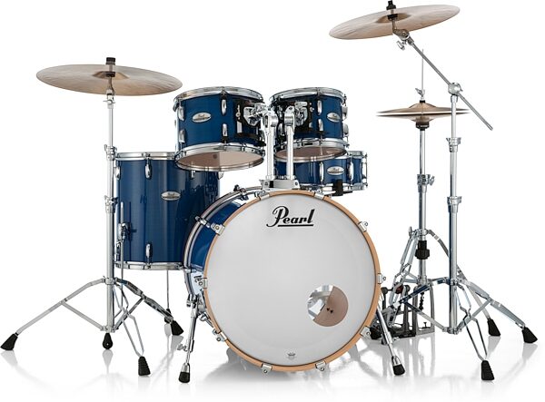 Pearl PMX924BE Professional Series Maple Drum Shell Kit, 4-Piece, Sheer Blue, Action Position Back