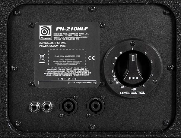 Ampeg PN-210HLF PRO NEO Bass Cabinet (550 Watts, 2x10"), Input Panel