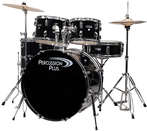 Percussion Plus Complete Drum Kit, 5-Piece, Black