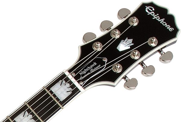 Epiphone Nighthawk Custom Reissue Electric Guitar, Transparent Black - Headstock