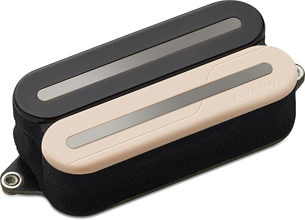 Fishman Fluence Modern Open-Core HB-6 Ceramic Humbucker Electric Guitar Pickup, Zebra, Black Nickel Blade, Angled Front