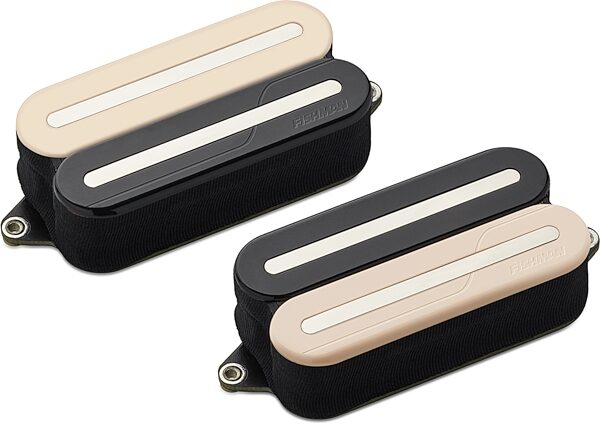 Fishman Fluence Open-Core Modern Humbucker Electric Guitar Pickup Set, Zebra, Nickel Blade, Warehouse Resealed, Angled with cabinet Front