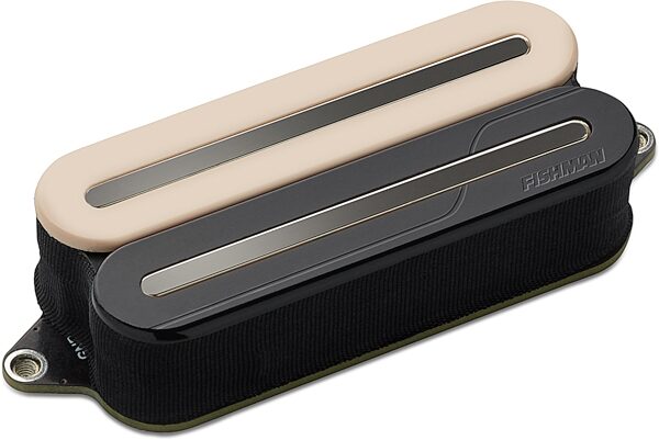 Fishman Fluence Modern Open-Core HB-7 Alnico Humbucker 7-String Electric Guitar Pickup, Zebra, Black Nickel Blade, Angled Front