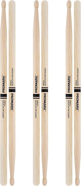 ProMark 5B Drumsticks, Wood Tip, 3-Pack, pack