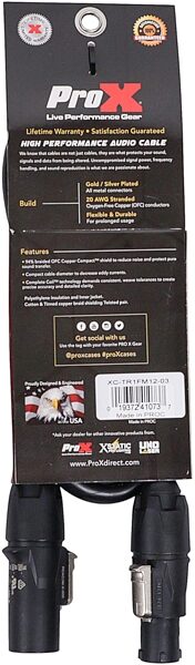 ProX XC-TR1FM12 Power Con Jumper Cable for Speakers, 3 foot, XC-TR1FM12-03, Action Position Back