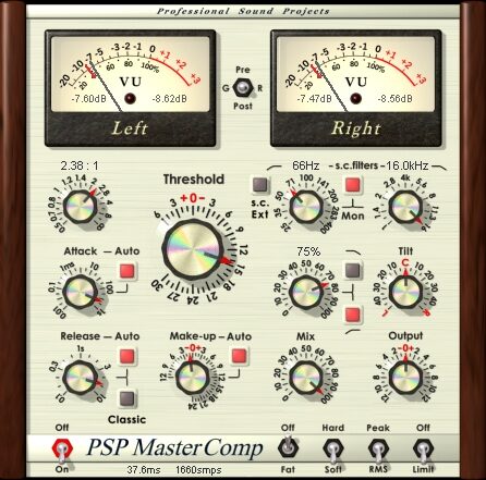 PSP Audioware MasterComp Compressor Software, Digital Download, Screenshot Front