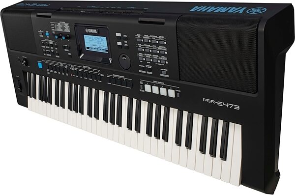 Yamaha PSR-E473 Portable Keyboard, New, Angled Side