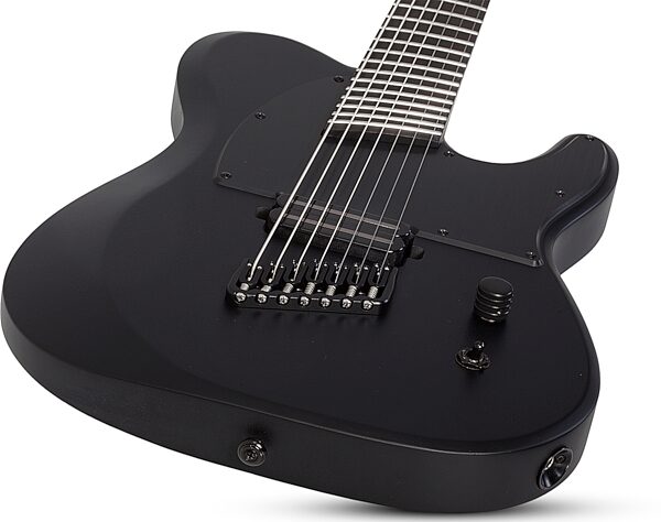 Schecter PT7MS Black Ops Electric Guitar, 7-String, Satin Black Open Pore, Action Position Back