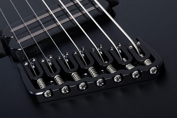 Schecter PT7MS Black Ops Electric Guitar, Left-Handed, Satin Black Open Pore, Action Position Back
