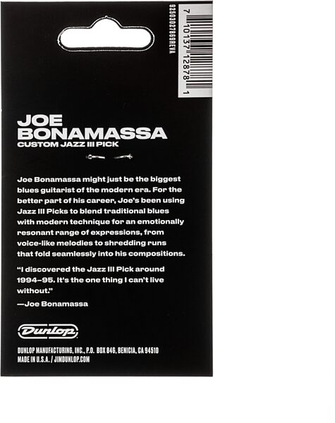 Dunlop Joe Bonamassa Guitar Pick Variety Pack, Action Position Back