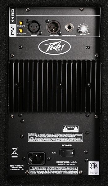 Peavey PV118D Powered Subwoofer (300 Watts, 1x18"), Rear