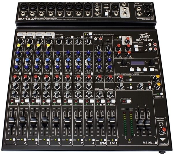 Peavey PV-14AT Stereo Mixer with Auto-Tune and USB, 14-Channel, Main