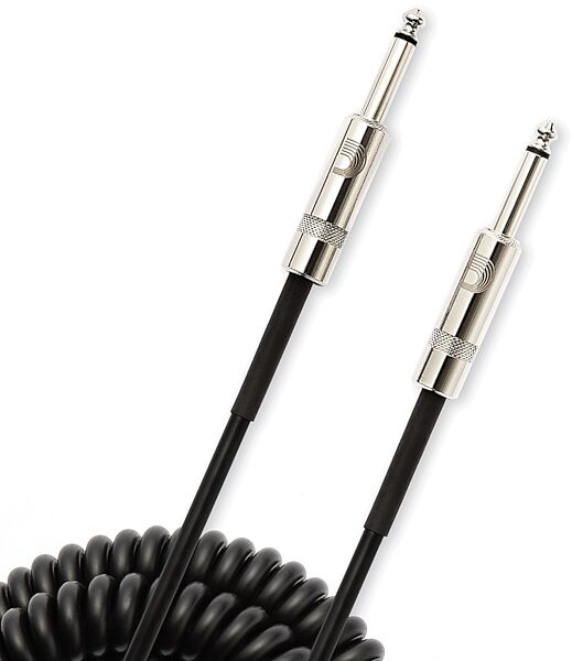 D'Addario Custom Series Coiled Instrument Cable, Black, 30 foot, PW-CDG-30BK, main