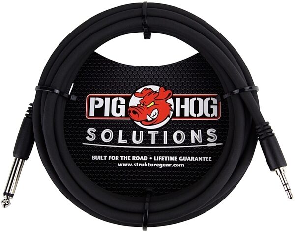 Pig Hog 1/4" TS (Male) to 3.5mm (Male) Adaptor Cable, 10 foot, Main