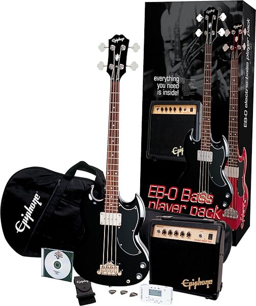 Epiphone EB-0 Bass Player Pack Electric Bass Package, Ebony