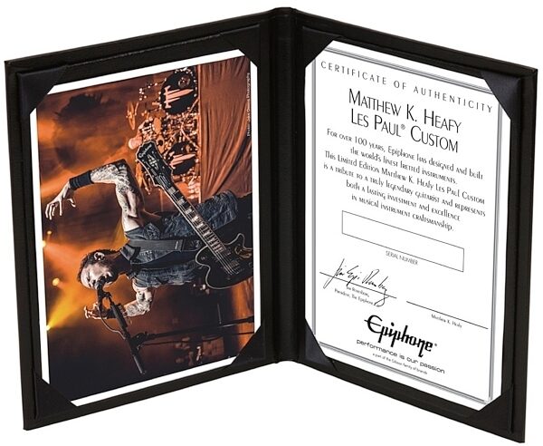 Epiphone Limited Edition Matt Heafy Les Paul Custom Electric Guitar, Certificate of Authenticity