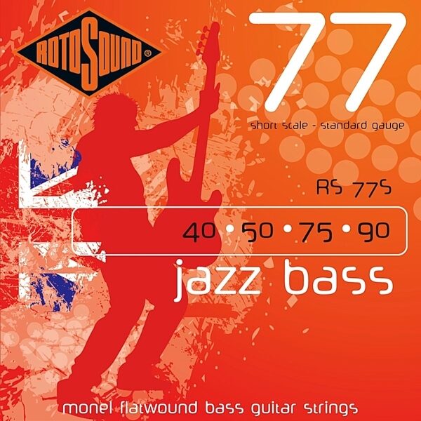 Rotosound Jazz Bass 77 Monel Flatwound Electric Bass Strings, RS77S