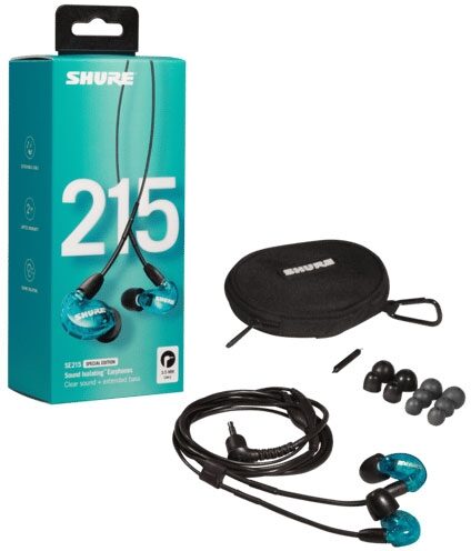 Shure SE215 Sound Isolating Earphones, Blue, SE215SPE, Special Edition, Package Contents